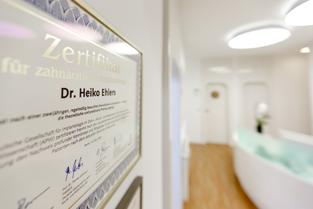 Zertifikat für Zahnimplantat Spezialist Dr. Heiko Ehlers